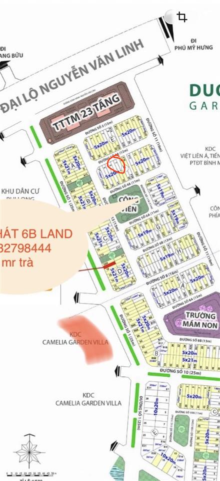 Bán nhanh lô đất nhà phố dự án dương hồng garden house 5x20m giá 7,2tỷ