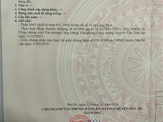 Bán đất tại kdc bà chồi nguyễn văn tạo, 37 triệu/m2, 124m2, siêu hot