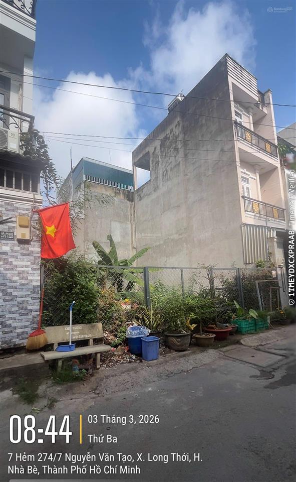 Bán gấp nền đất 8x10m2 thổ cư, hẻm thông rộng 6m, kdc đường nguyễn văn tạo giá 3 tỷ 650tr