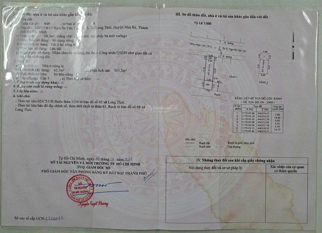 Bán nhà riêng 98m2 tại nguyễn văn tạo, long thới, nhà bè, giá cực chất 4,95 tỷ