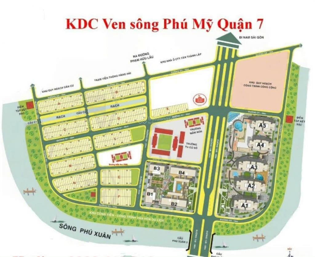 Đất khu phú mỹ đường phạm hữu lầu quận 7 giá 8 tỷ, 90m2 đường nhựa 6m