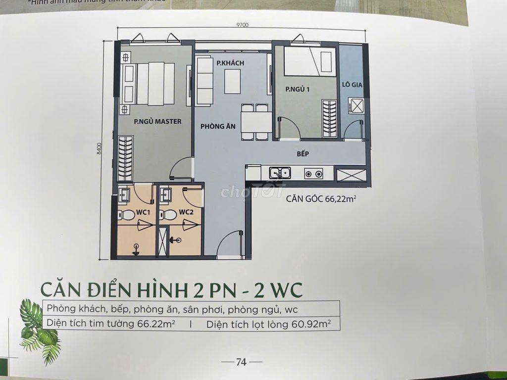 Cần cho thuê căn 2PN-2WC nhà trống tầng cao, đầu tháng 9 ở.