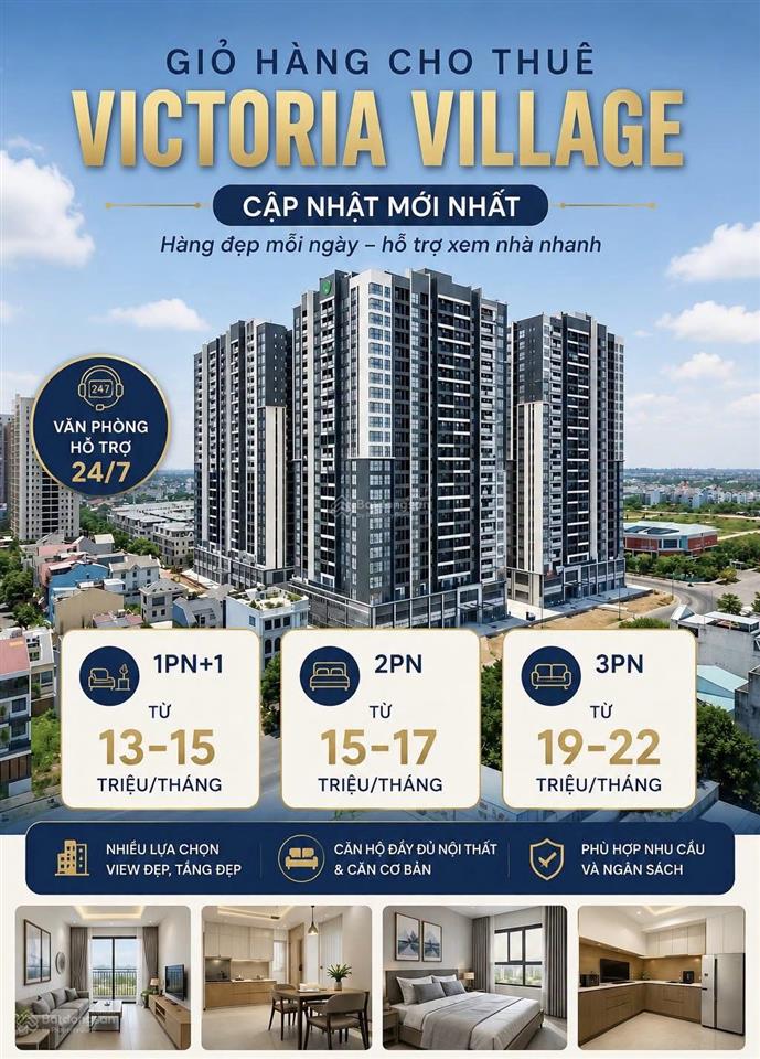 Cho thuê căn hộ victoria village quận 2 giá chỉ 16tr/m2 căn 2pn