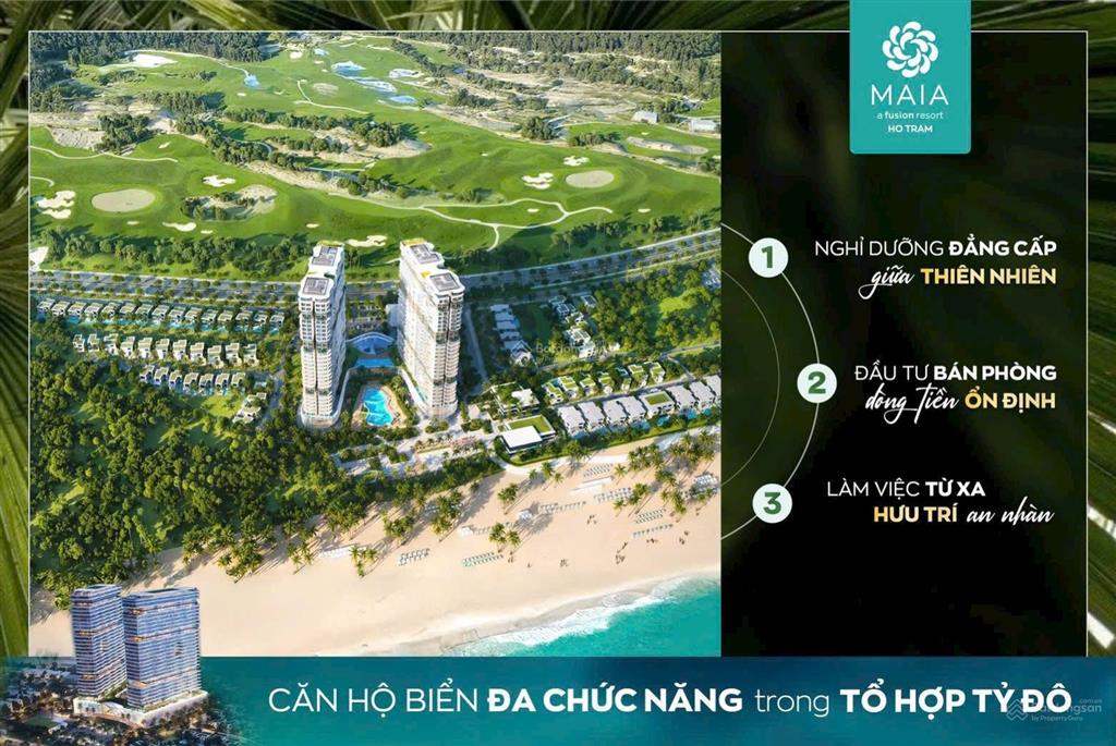 Bán căn hộ studio dự án maia hồ tràm giá chỉ 2.7 tỷ/căn view biển và hồ bơi