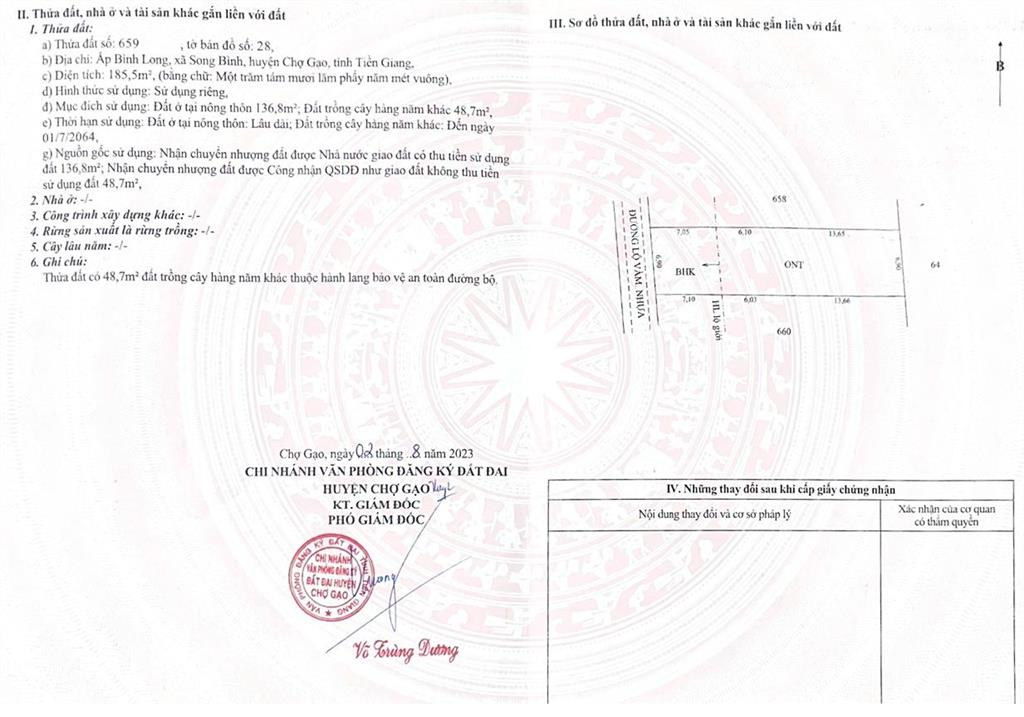 Bán nhà đường lộ vàm, song bình, chợ gạo, tiền giang, 3,5tỷ, 185,5 m2 vị trí đắc địa