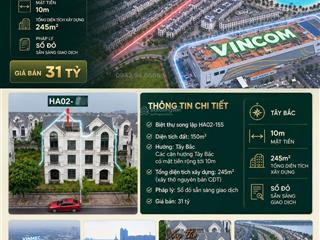 Biệt thự song lập ha02 ocp1 giá tốt nhất khu. chỉ 31 tỷ.  0941 851 ***