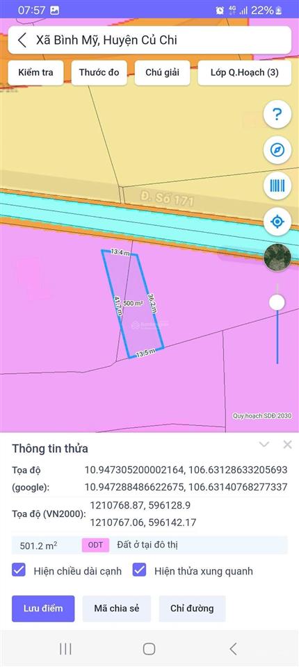 Cần bán gấp lô đất nông nghiệp 500m2 (13.3x36m) mặt tiền rạch thi đua quy hoạch trong khu dân cư