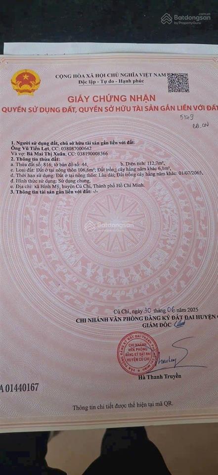 Bán lô đất full thổ cư 5x22 xây dựng ngay gần sát đường bình mỹ 1sẹc rạch cây xanh