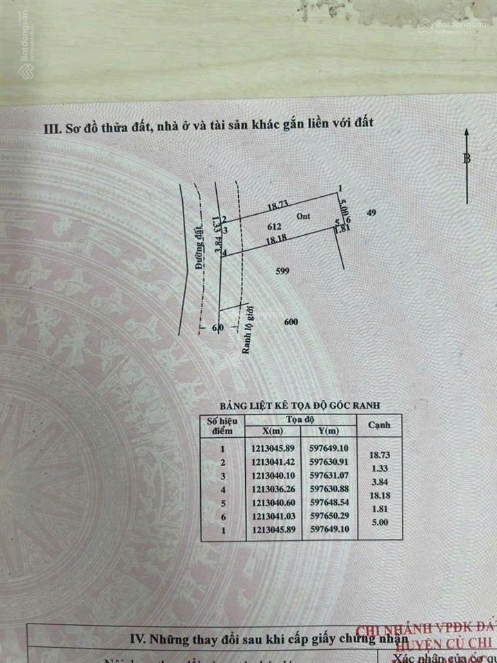 Chủ cần bán đất thổ cư 5x18m mặt tiền đường nhựa 8m 181 thông xe tải