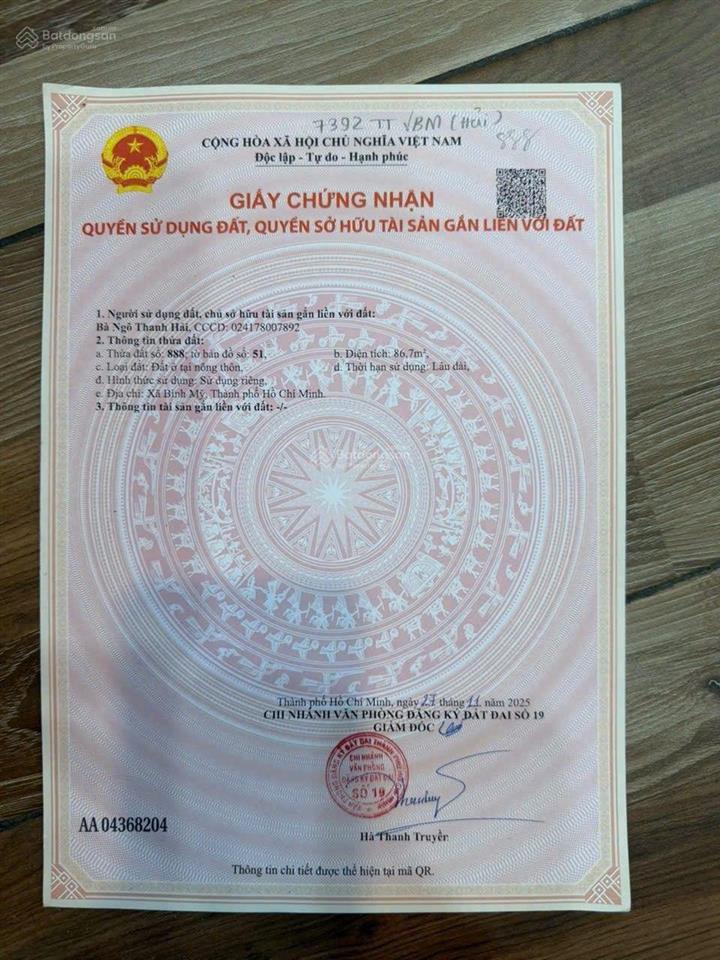 Cần bán gấp lô đất thổ cư 5m x 17m xây dựng hoàn công. cách đường hà duy phiên 200m đường thông oto