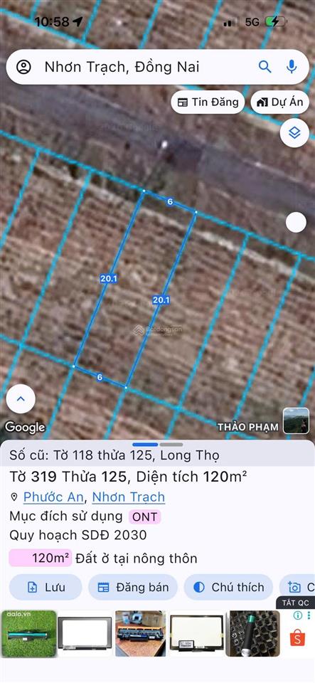 Chủ kẹt tiền gửi bán gấp nền dự án hud xã phước an, diện tích 120m2, giá chỉ 1ty650tr