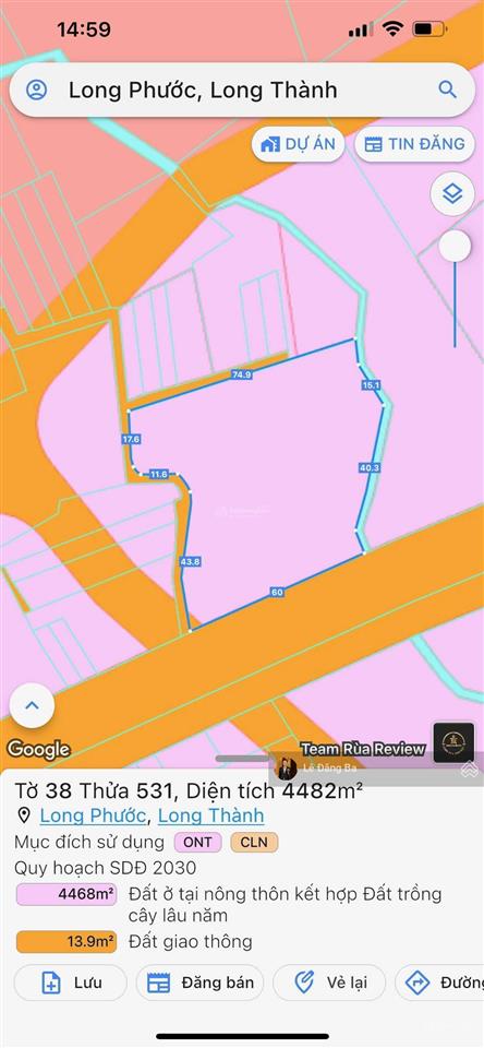 Bán biệt thự sân vườn 4482m2, 3 mặt tiền, 1 mặt suối. cách ql51 200m, sân bay long thành 4.5km