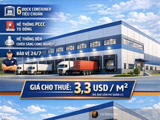Cho thuê 5000m2 kho logistic trong kcn bình dương. giá chỉ 3,3 usd/m2, pháp lý chuẩn chỉnh.