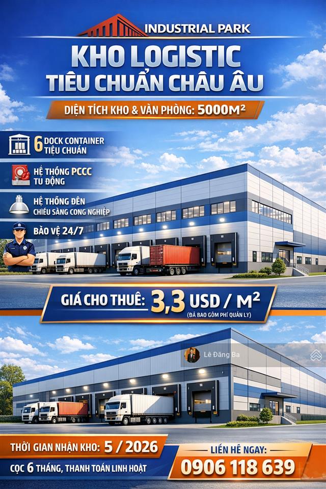 Cho thuê kho logistic trong kcn bình dương, diện tích 12500m2, giá chỉ 88.000đ/m2, pháp lý rõ ràng