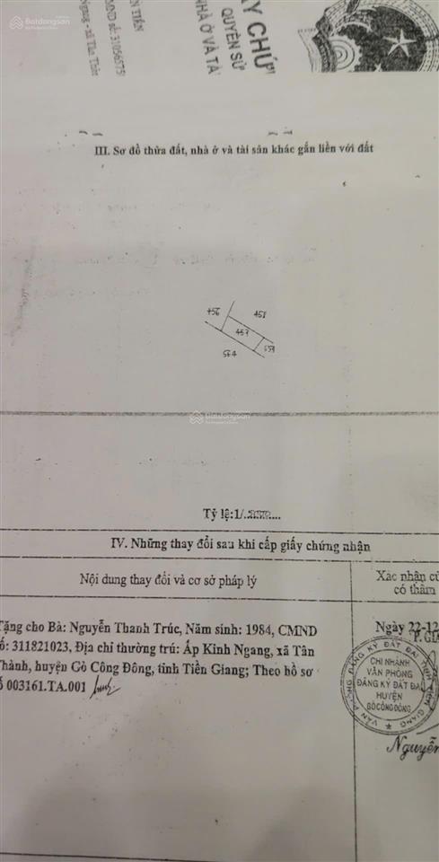 Gia đình kẹt vốn làm ăn nên bán mảnh đất lúa giá rẻ xã tân thành gò công đông tiền giang (cũ)
