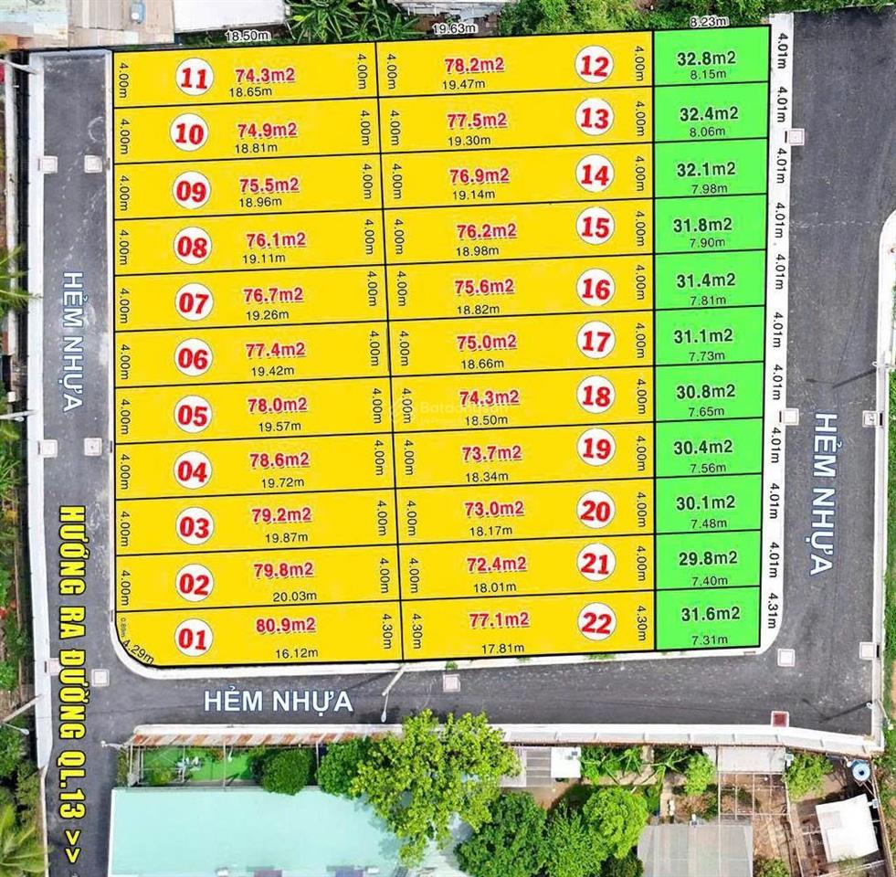 Đất khu dân cư đồng bộ ql 13 thủ đức, giá chỉ 6.4 tỷ tl  110m2