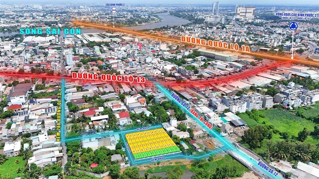 Bán đất ql13 khu đồng bộ số lượng lớn, giá chỉ 6,4 tỷ, sổ riêng, xây dựng 6 tầng
