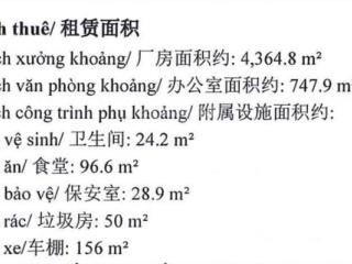 Cho thuê nhà xưởng sản xuất diện tích 4.365m² tân hiệp