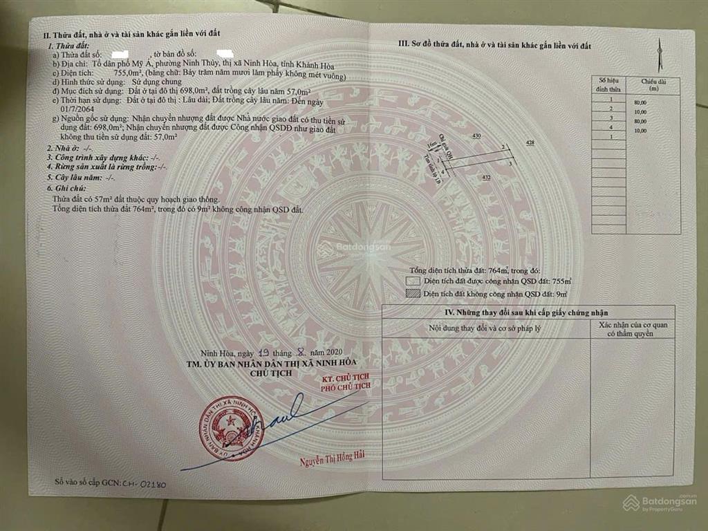 Cần bán đất mặt tiền đường lê hồng phongphường đông ninh hòa (thị xã ninh hòa cũ), tỉnh khánh hòa