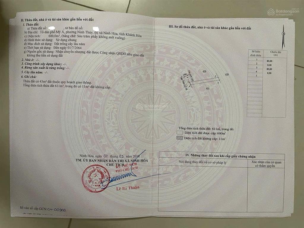 Cần bán đất mặt tiền đường lê hồng phongphường đông ninh hòa (thị xã ninh hòa cũ), tỉnh khánh hòa