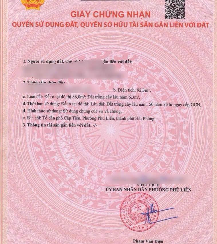 Gia đình không sử dụng. cần chuyển nhượng nhà 2 tầng mặt đường trần tất văn kiến an  hải phòng!