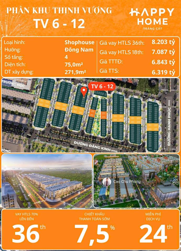 Chỉ hơn 6 tỷ sở hữu ngay liền kề thương mại tại happy home tràng cát  hp