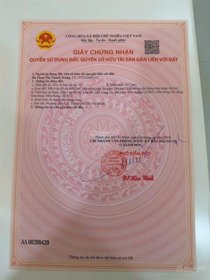 Chính chủ bán đất mặt tiền quốc lộ 13, phường bến cát, tổng 937,3 m2.  ngay 0989 288 ***