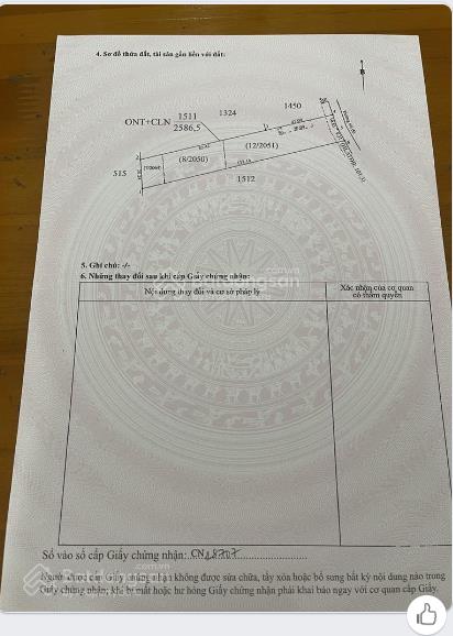 Chính chủ bán đất 2.586,5m² tại minh hòa, dầu tiếng, bình dương giá chỉ 2,2 triệu/m2.