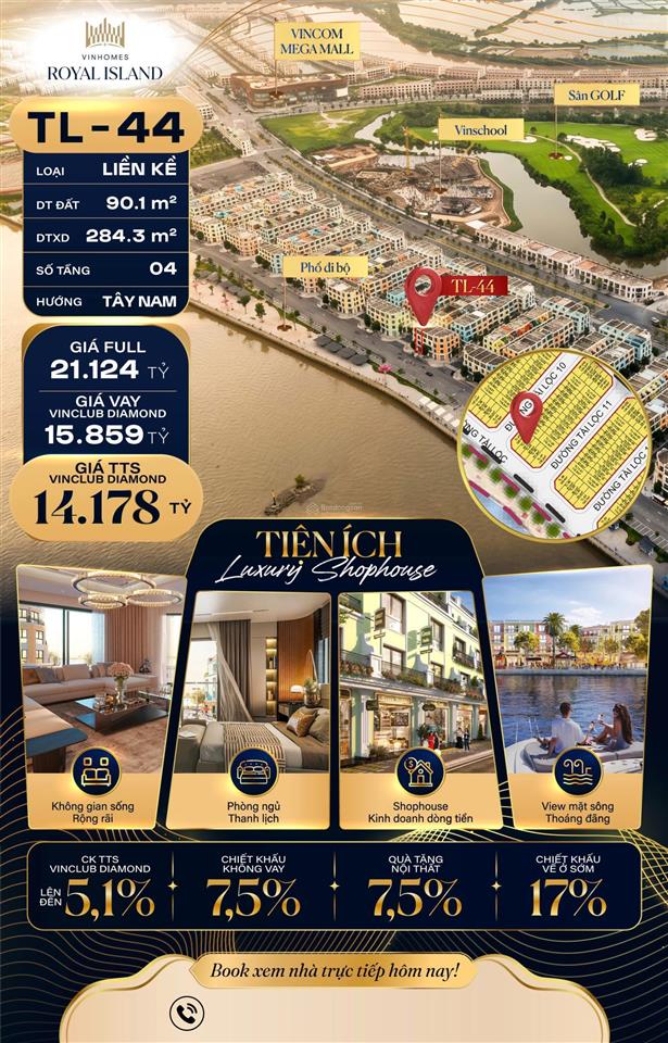 Tl44 shophouse mặt phố vinhomes vũ yên  vinhomes royal island giảm gần 7 tỷ
