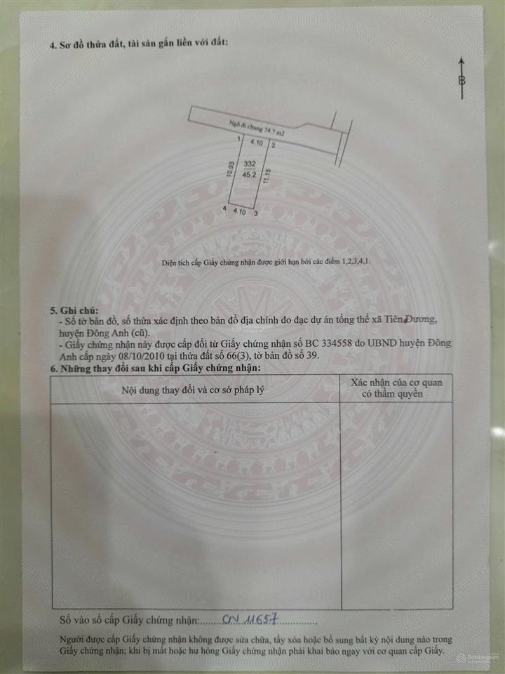 Lô đất nhỏ xinh  cổ dương xã phúc thịnh (tiên dương cũ), tp. hà nội diện tích 45.2m²