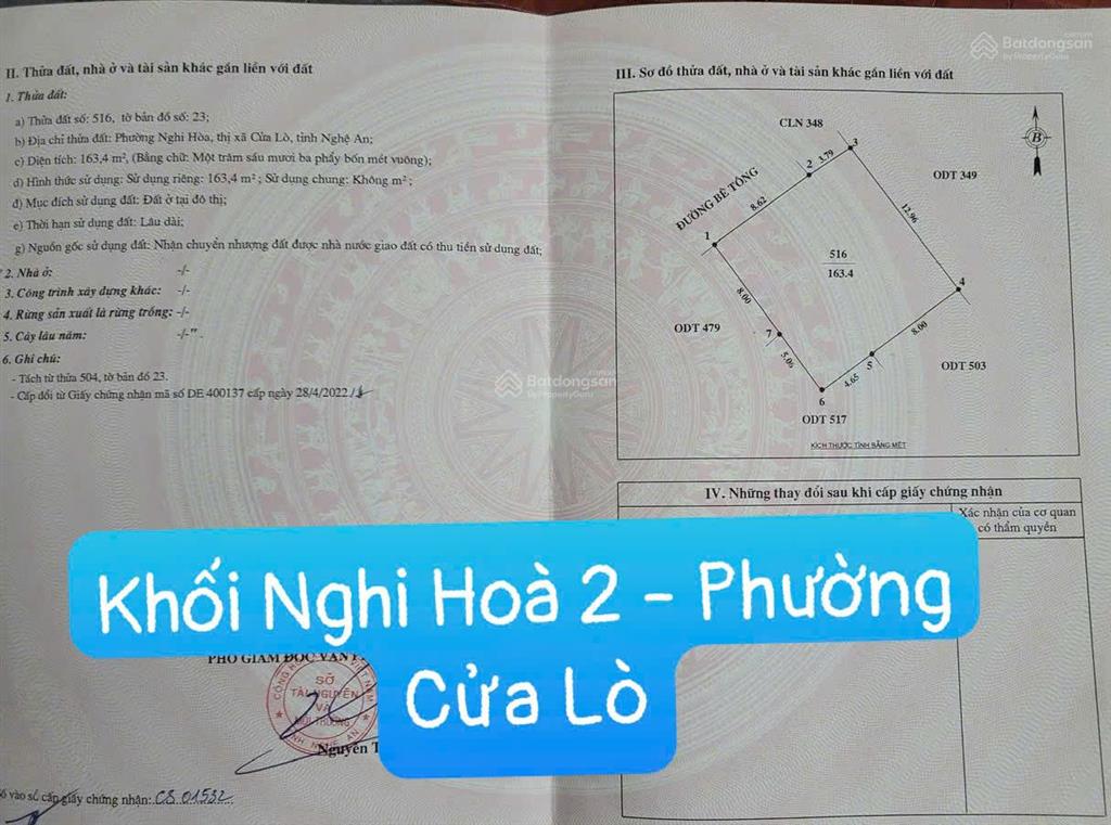 Lối 2 đường hoàng văn cư khối nghi hoà 2  phường cửa lò. tài chính thấp cho vợ chồng trẻ