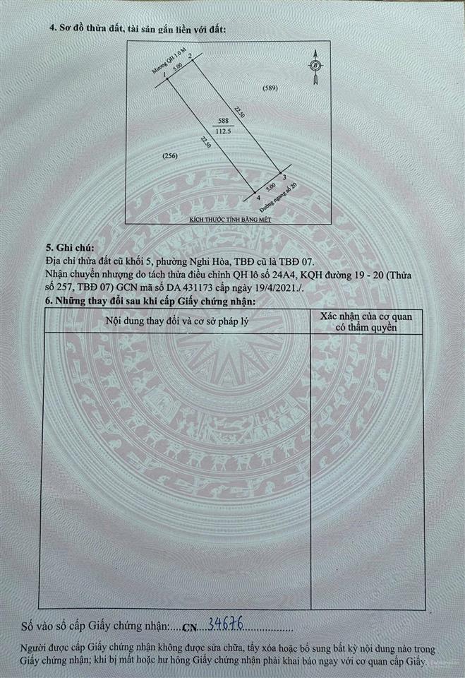 Chính chủ bán đất tại đường 20, nghi hòa, cửa lò, nghệ an, 112.5m2