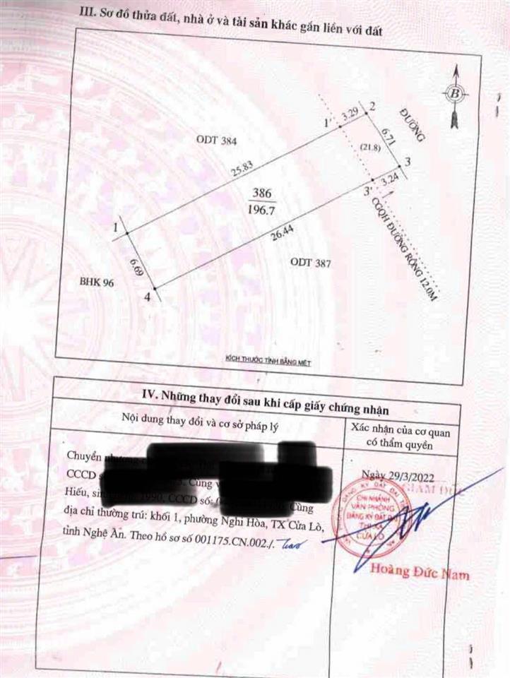 Bán đất tại nghi hòa, cửa lò, nghệ an. bám mặt đường hoàng văn cư rộng 12m đường nhựa