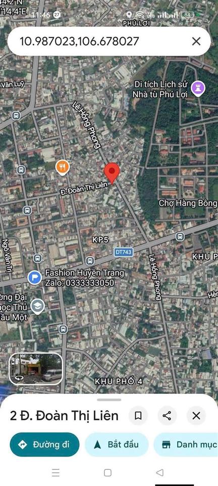 Bán đất mặt tiền  đoàn thị liên  phú lợi cách lê hồng phong vô 5 x 21 (thổ cư 60m) chỉ 5 tỷ 450