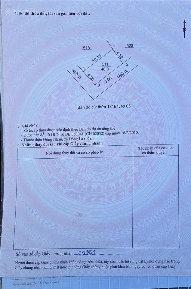 Bán 48m lô góc đồng nhân đông la trong đê 2 mặt thoáng.  0983 477 ***