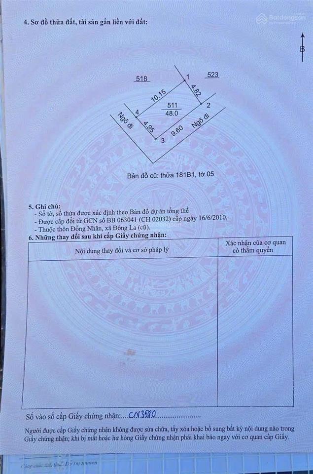 Bán lô góc 48m2 xóm 2 đồng nhân trong đê giá 4.5 tỷ có thương lượng.  0983 477 ***
