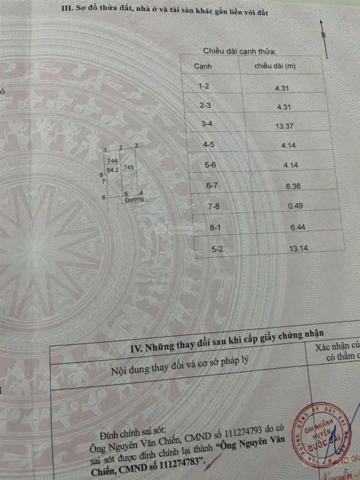 2 tỷ  đất đại thành quốc oai gần đông la 54.2m.  0983 477 ***