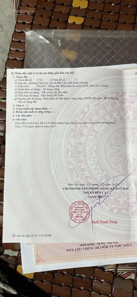 Bán đất hòa lợi  bến cát  bình dương