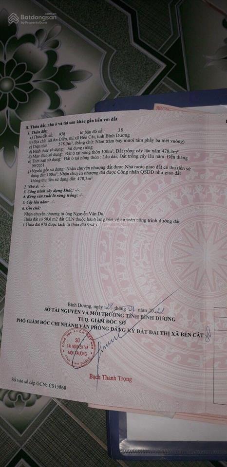 Bán đất p an điền, tp bến cát  bình dương