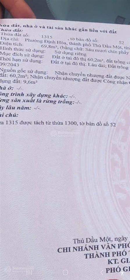 Bán nhà định hòa  thành phố thủ dầu một  bình dương