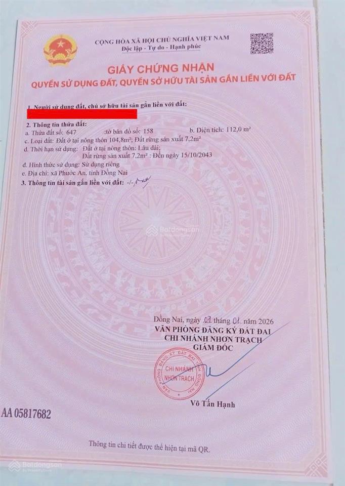 Cần bán đất nền khu dân cư vĩnh thanh đường ô tô 112m2 ngang 5 mét giá chỉ 1ty570tr sổ hồng riêng