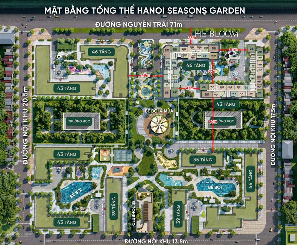 Qũy 8 căn hanoi seasons garden đẹp  giá tốt nhất, ck tới 19,%, vay ls0% 36tháng, ck booking 500tr