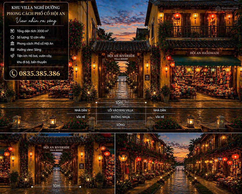 Hội an  2000m thổ cư mặt tiền đường chính view sông  cách chùa cầu vài phút đi bộ