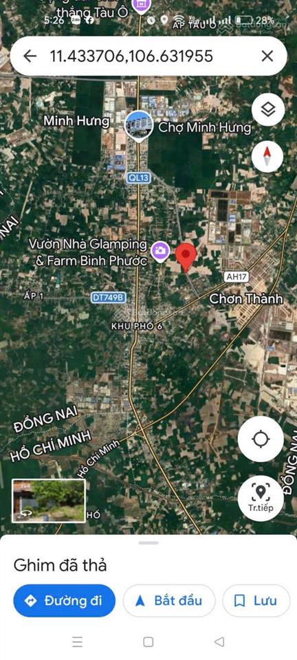 Bán gấp lô đất ngộp sâu 150m2 full thổ cư, chơn thành, bình phước