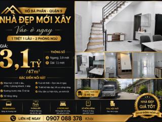 Nhà mới hồ bá phấn, q9  xe hơi đậu cổng  2 tầng 2 pn  full nội thất ở liền ngay