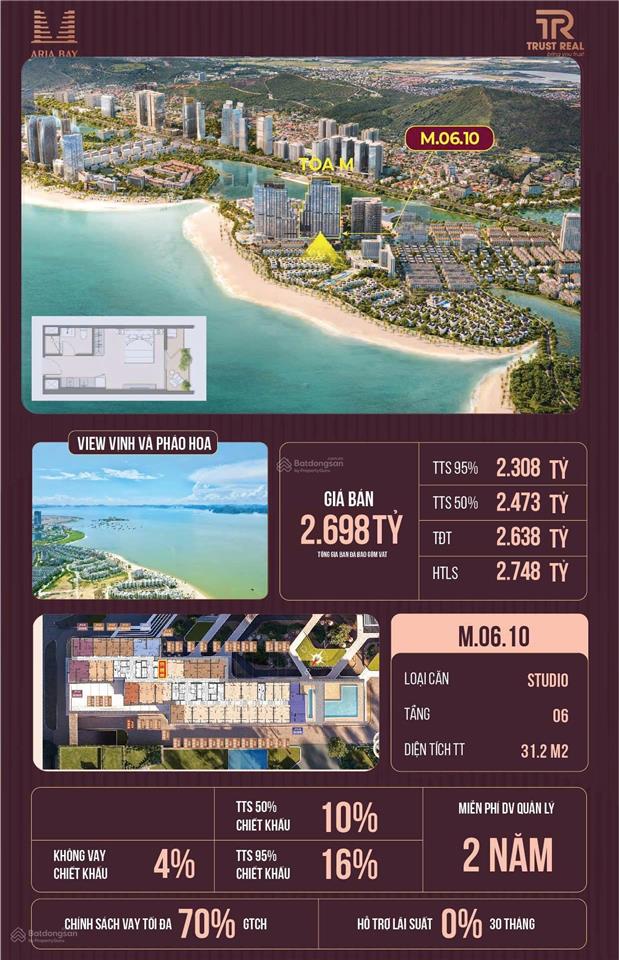 Bán căn hộ studio view vịnh xem pháo hoa aria bay hạ long