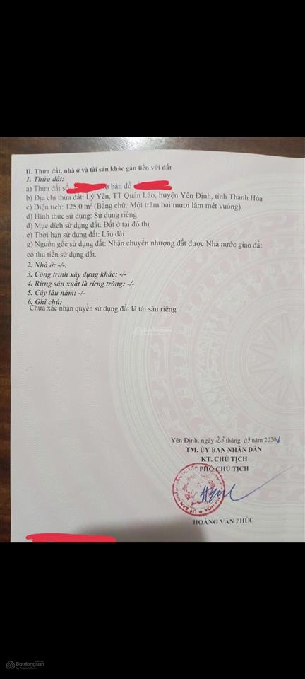 Bán đất ngay quảng trường bà triệu, thị trấn quán lào, yên định, thanh hóa