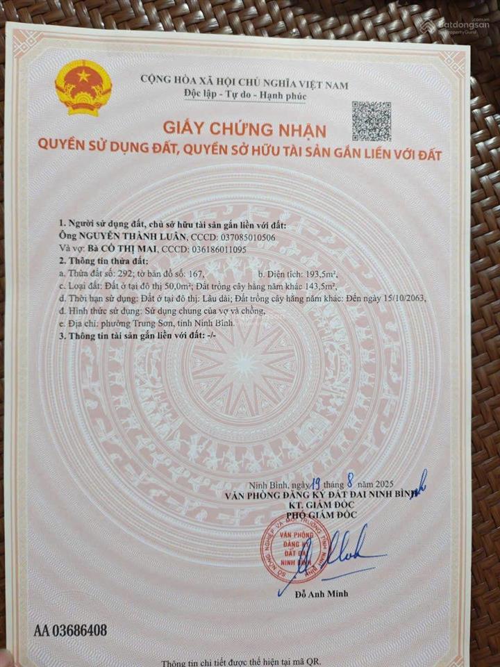 Bán đất chính chủ tam điệp ninh bình