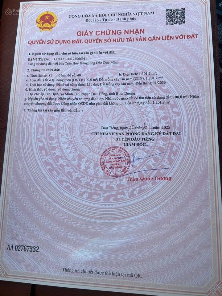 Bán đất sổ hồng minh tân dầu tiếng