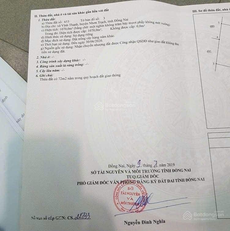 Bán đất vườn xã vĩnh thanh, nhơn trạch